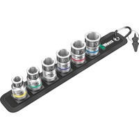 Wera Courroie C 1 Jeu de douilles Zyklop, 1/2", Clés mixtes à cliquet Noir, 7 pièces, avec fonction de maintien