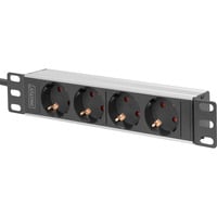 Digitus Bloc multiprises 10" avec profilé en aluminium, 4 prises, 1U Noir/en aluminium