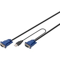 Digitus Ensemble de câbles KVM USB DS-19231, pour consoles KVM, Câble en Y Noir