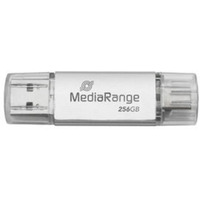 MediaRange Clé USB combo 256 GB Argent/transparent