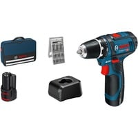 Bosch GSR 12V-15 Professional 1300 tr/min Noir, Bleu, Perceuse/visseuse Bleu/Noir, Tournevis électrique, Poignée de pistolet, Noir, Bleu, 1300 tr/min, 400 tr/min, 1300 tr/min