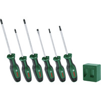 Bosch Set de tournevis + aimanteur, 6 pièces Vert/Noir