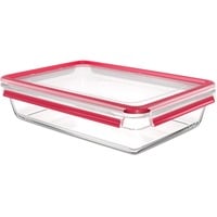 Emsa CLIP & CLOSE N10412 Rectangulaire Boîte 3 L Transparent 1 pièce(s) Transparent/Rouge, Boîte, Rectangulaire, 3 L, Transparent, Verre, 420 °C