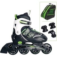 Muuwmi Roller enfants réglables taille 33-36, Rollers Vert/Noir