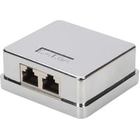 Digitus Prise de données CAT.6A, en saillie, blindée, 2x RJ-45, Boîte de jonction Argent