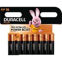 Duracell Plus Batterie à usage unique AA Alcaline Batterie à usage unique, AA, Alcaline, 1,5 V, 16 pièce(s), Noir, Or