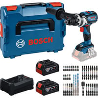 Bosch Tool set GSR 18V-110 C with 2x GBA 5.0Ah batteries, GAL 12V/18V-80 charger, and bit set (0 615 A50 0E3), Set d'outils processeur en boîte