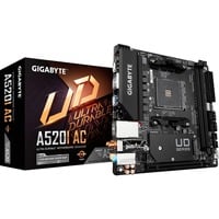 GIGABYTE A520I AC Carte Mère - Prend en charge les processeurs AMD Ryzen 5000 Series AM4, 6 phases VRM numériques, jusqu'à 5300MHz DDR4 (OC), 1xPCIe 3.0 M.2, WIFI, GbE LAN, USB 3.2 Gen1 carte mère socket AM4 6 phases VRM numériques, jusqu'à 5300MHz DDR4 (OC), 1xPCIe 3.0 M.2, WIFI, GbE LAN, USB 3.2 Gen1, AMD, Emplacement AM4, AMD Ryzen 3000 Series, Emplacement AM4, 64 Go, DDR4-SDRAM