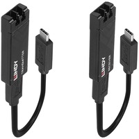 Lindy Extender Fibre Optique USB 3.2 Type C, 100m, Câble d'extension Noir, 100m, Émetteur et récepteur réseau, 100 m, 10000 Mbit/s, Fibre, USB 3.2 Gen 1 (3.1 Gen 1) Type-C, Noir
