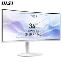 MSI Modern MD342CQPWDE écran plat de PC 86,4 cm (34") 3440 x 1440 pixels UltraWide Quad HD LCD Blanc Moniteur incurvé Blanc, 86,4 cm (34"), 3440 x 1440 pixels, UltraWide Quad HD, LCD, 4 ms, Blanc