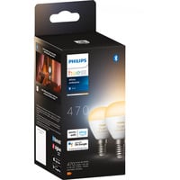 Philips Hue White Ambiance E14 Lampe Intelligente Forme Goutte Pack Double 470 lm, Lampe à LED 