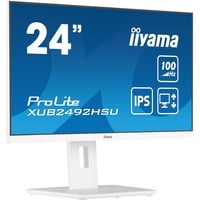 iiyama ProLite XUB2492HSU-W6 23.8" Moniteur Blanc (mat), HDMI, DisplayPort, USB, Audio