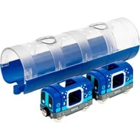 BRIO Métro et tunnel, Jeu véhicule Bleu, Métro et tunnel, Modèles de train et de chemin de fer, Garçon/Fille, Plastique, 3 pièce(s), 0,3 an(s), Bleu, Argent, Transparent