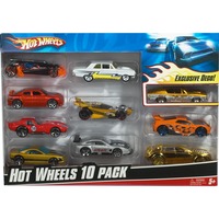 Mattel Pack de 10 voitures Hot Wheels, Jeu véhicule Produit d'assortiment