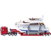 SIKU Modèle À L'échelle - Surbaissé Avec Yacht, Modèle réduit de voiture Rouge/Blanc, Modèle de transporteur lourd, 3 an(s), Rouge, Blanc