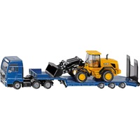 SIKU SUPER - Camion MAN avec chargeuse sur pneus JCB et semi-remorque surbaissée, Modèle réduit de voiture Bleu/Jaune