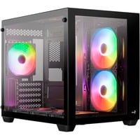 Aerocool Dryft Mini Mini Tower Noir, boîtier pc Noir | 3x USB-A | RGB | Verre Trempé