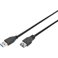 Digitus Câble de rallonge USB 3.2 Gen 1, connecteur USB-A > prise USB-A, Câble d'extension Noir