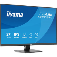 iiyama ProLite X2793QSU-B1 27" Moniteur Noir (Mat), 1x DisplayPort, 1x HDMI, 2x USB-A, 68,6 cm (27"), 2560 x 1440 pixels, Quad HD, LED, 1 ms, Noir