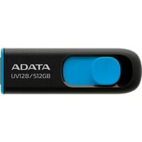 ADATA UV128 lecteur USB flash 512 Go USB Type-A 3.2 Gen 1 (3.1 Gen 1) Noir, Bleu, Clé USB Noir/Bleu, 512 Go, USB Type-A, 3.2 Gen 1 (3.1 Gen 1), 100 Mo/s, Slide, Noir, Bleu