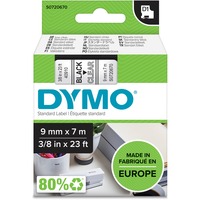 Dymo D1 - Standard Étiquettes - Noir sur transparent - 9mm x 7m, Ruban Noir sur transparent, Polyester, Belgique, -18 - 90 °C, DYMO, LabelManager, LabelWriter 450 DUO