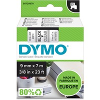 Dymo D1 étiquettes autocollantes authentiques | impression en noir sur fond clair | 9 mm x 7 m | pour étiqueteuses LabelManager, Ruban Noir sur transparent, Polyester, Belgique, -18 - 90 °C, DYMO, LabelManager, LabelWriter 450 DUO