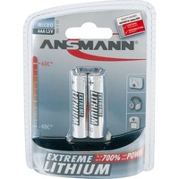 Ansmann Micro AAA/FR03 Batterie à usage unique Alcaline Argent, Batterie à usage unique, Alcaline, 1,5 V, 2 pièce(s), Argent, AAA/FR03