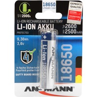 Ansmann Li-Ion Akku 18650 Batterie rechargeable Lithium-Ion (Li-Ion) Batterie rechargeable, Lithium-Ion (Li-Ion), 3,6 V, 2600 mAh, 9,36 Wh, Argent