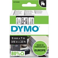 Dymo D1 - Standard Étiquettes - Noir sur blanc - 9mm x 7m, Ruban Noir sur blanc, Polyester, Belgique, -18 - 90 °C, DYMO, LabelManager, LabelWriter 450 DUO