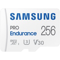 SAMSUNG PRO Endurance 256 Go microSDXC (2022), Carte mémoire Blanc, UHS-I U3, Class 10, Incl. Adaptateur