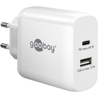 goobay USB-C PD Dual Fast Charger (45 W), Chargeur Blanc