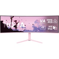 Arozzi Nova 49TUW165 49" Moniteur UltraWide gaming incurvé rose fuchsia, 1x DisplayPort, 2x HDMI, 2x USB-A, 165 Hz