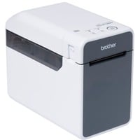 Brother TD-2135N - Imprimante d'étiquettes de bureau Blanc/gris, Thermique directe, 300 x 300 DPI, 152,4 mm/sec, Avec fil &sans fil, Gris, Blanc
