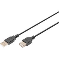 Digitus Câble de rallonge USB 2.0, connecteur USB-A > prise USB-A, Câble d'extension Noir