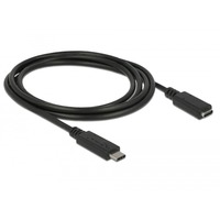 DeLOCK USB-C male > USB-C female, Câble d'extension Noir, 1,5 mètres