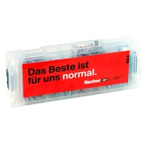fischer Mini-FixTainer-DUOPOWER, boîte promotionnelle "Klopp Signature", Cheville Gris clair/Rouge