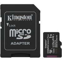 Kingston Canvas Select Plus 1 To MicroSDXC, Carte mémoire Noir, UHS-I U3, Classe 10, V30, Adaptateur SD inclus