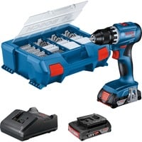 Bosch BOSCH GSR 18V-45 2x 2,0Ah Zubehör L-CASE, Perceuse/visseuse Bleu/Noir, Perceuse à poignée pistolet, Sans clé, Noir, Bleu, 1,3 cm, 500 tr/min, 1,5 mm