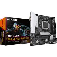 GIGABYTE B650M GAMING WIFI6E Carte Mère - Processeurs AMD Ryzen Série 9000, VRM 5+2+2 phases, jusqu'à 6400 MHz DDR5 (OC), 1xPCIe 4.0 M.2, LAN 2,5 GbE, WIFI 6E, USB 3.2 Gen 1 carte mère socket AM5 Noir/Argent, VRM 5+2+2 phases, jusqu'à 6400 MHz DDR5 (OC), 1xPCIe 4.0 M.2, LAN 2,5 GbE, WIFI 6E, USB 3.2 Gen 1, AMD, Emplacement AM5, AMD Ryzen 7000 Series, AMD Ryzen 8000 Series, AMD Ryzen 9000 Series, Emplacement AM5, DDR5-SDRAM, 256 Go