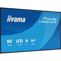 iiyama ProLite LH8664UHS-B3AG 85.6" 4K Ultra HD, Affichage public Noir (Mat), HDMI, USB-C, Audio, WiFi 5, LAN, Android 14