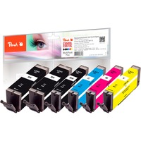 Peach PI100-188 cartouche d'encre 6 pièce(s) Compatible Rendement élevé (XL) Noir, Cyan, Magenta, Photo noire, Jaune Rendement élevé (XL), Noir, Cyan, Magenta, Photo noire, Jaune, 22 ml, 11 ml, 6 pièce(s), Multi pack
