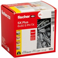 fischer SX Plus 6x30 PH TX, 567935, Cheville Gris clair