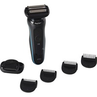 Braun Series 5 51-M4500cs Rasoir à grille Noir, Bleu Noir/Bleu, Rasoir à grille, Noir, Bleu, Boutons, LED, Chargement, Énergie, AC/Batterie