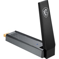 MSI AX1800 WiFi USB Adapter WLAN 1201 Mbit/s, Adaptateur WLAN Sans fil, USB, WLAN, Wi-Fi 6 (802.11ax), 1201 Mbit/s, Noir