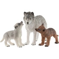 Schleich WILD LIFE Maman loup avec louveteaux, Figurine 3 an(s), Marron, Gris, Plastique