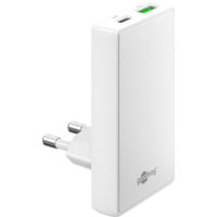 goobay Chargeur rapide double USB-C/A PD GaN 90° Blanc