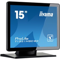 iiyama ProLite T1521MSC-B2 écran plat de PC 38,1 cm (15") 1024 x 768 pixels XGA LED Écran tactile Dessus de table Noir Moniteur Noir (Mat), 38,1 cm (15"), 1024 x 768 pixels, XGA, LED, 8 ms, Noir