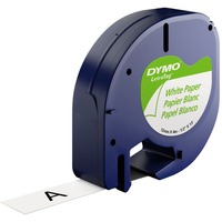 Dymo LetraTag Étiquettes en Papier Authentique | 12 mm x 4 m | Noir sur Blanc | Étiquettes autocollantes pour étiqueteuse LetraTag, Ruban Noir sur blanc, Papier, Belgique, DYMO, LetraTag 100T, LetraTag 100H, 1,2 cm