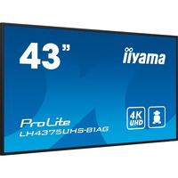 iiyama PROLITE LE4341S-B2 Écran plat de signalisation numérique 108 cm (42.5") LCD 350 cd/m² Full HD Noir 18/7, Affichage public Noir brillant, Écran plat de signalisation numérique, 108 cm (42.5"), LCD, 1920 x 1080 pixels, 18/7