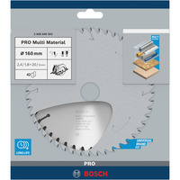 Bosch Lames de scies circulaires Multi Material, Lame de scie Aluminium, Panneau aggloméré, Fibre de bois, Métal non Ferreux, Plastique, 16 cm, 2 cm, 1,8 mm, 2,4 mm, Bosch